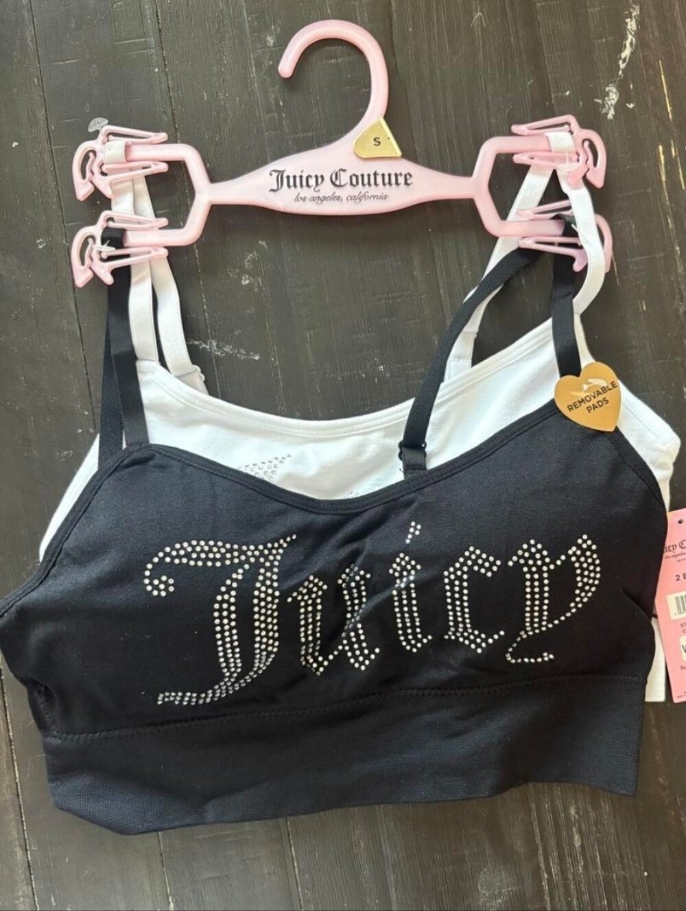 NEW!!! Juicy Couture Women's Black Rhinestone Logo Bralette